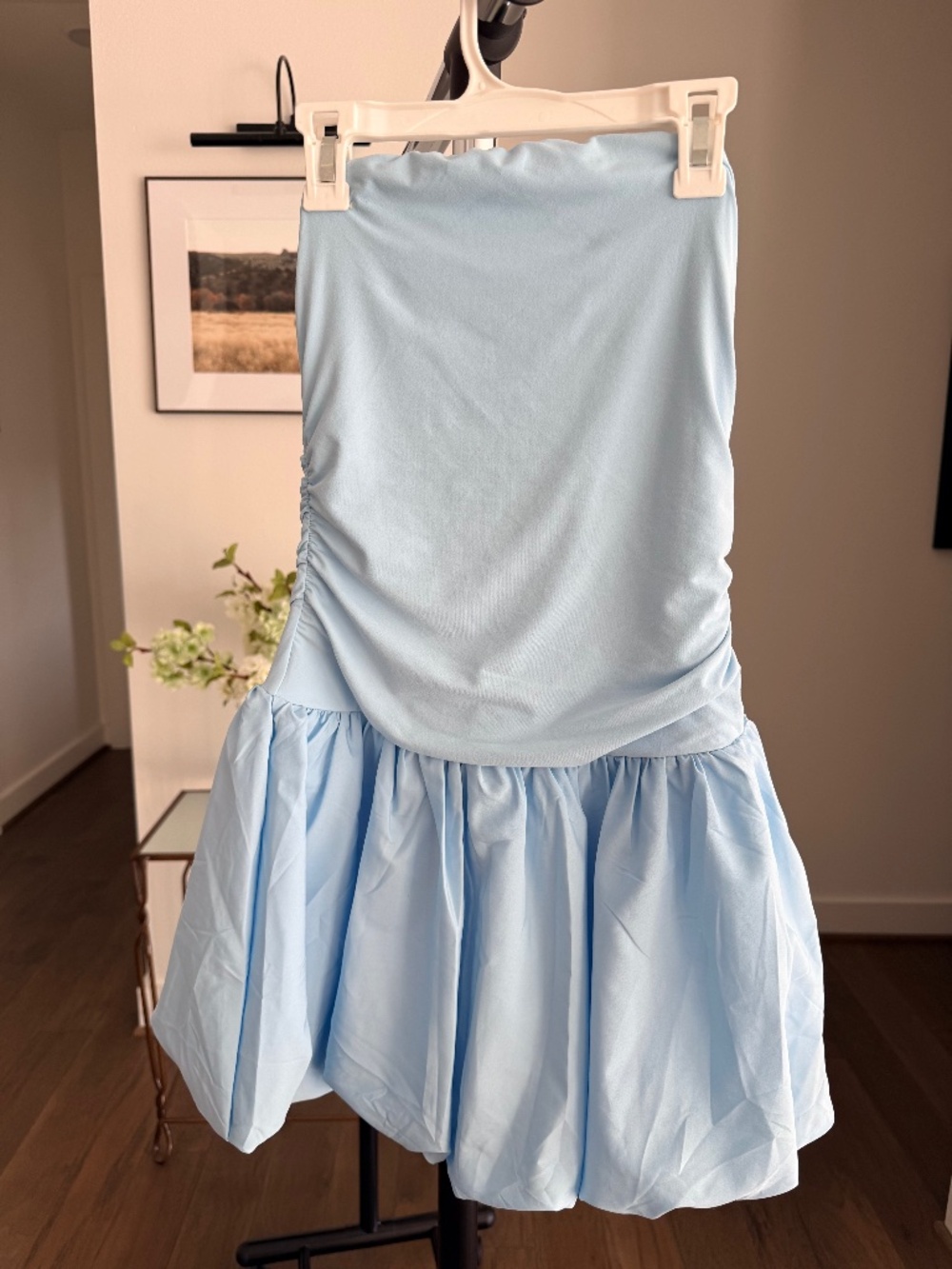 Blue tube top mini bubble dress